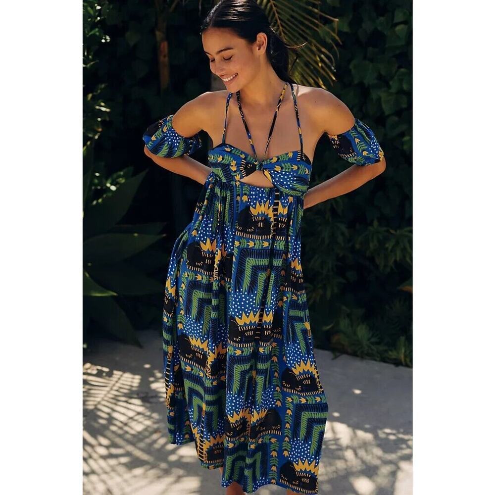 NWT Anthropologie Joao Incerti Midi Dress XS | Vacation, Resort, Summer